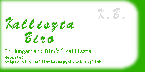 kalliszta biro business card